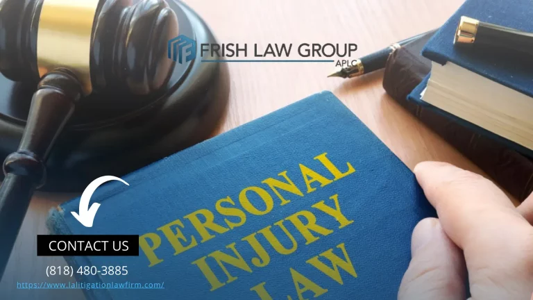 A diverse group of personal injury lawyers discussing a case in an office setting, with legal documents and a laptop on the table.